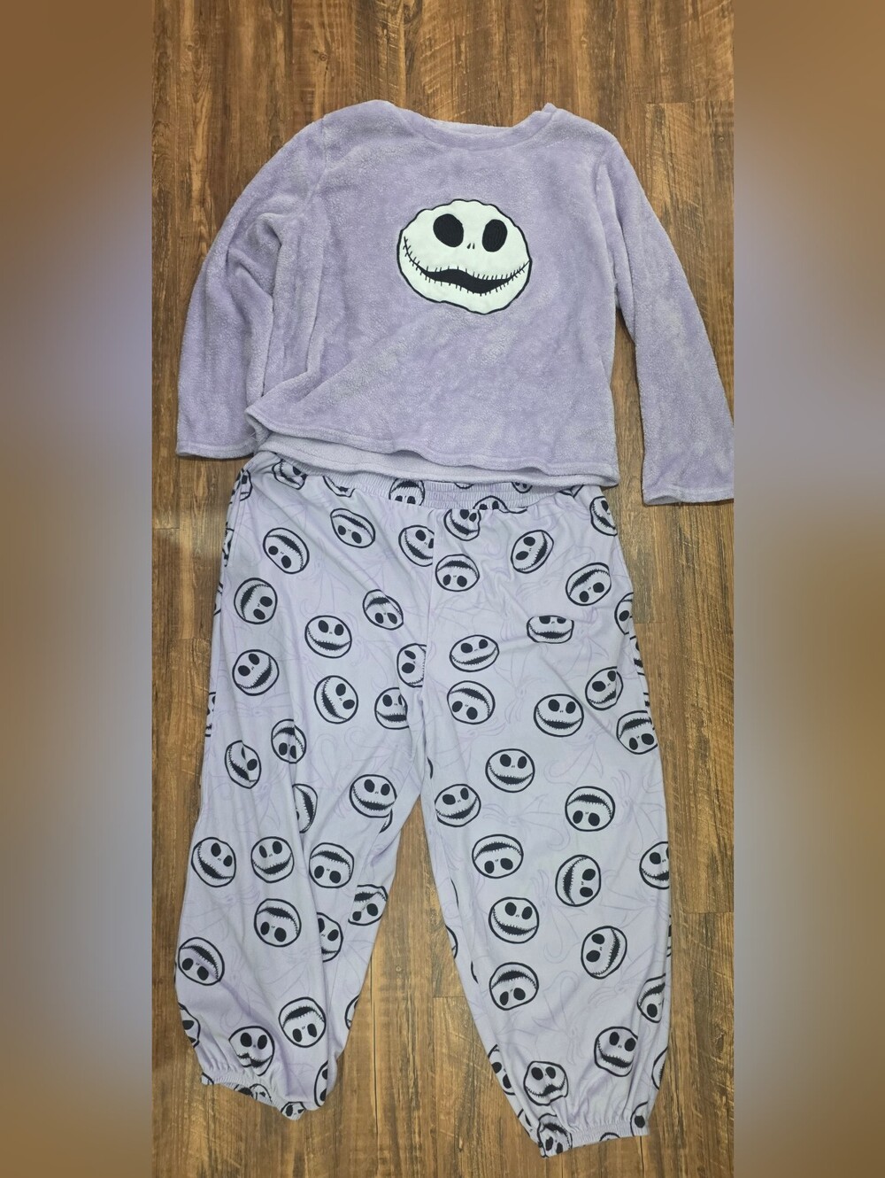 Disney Lavender Plush Pajama Set with Jack Skellington Motif
